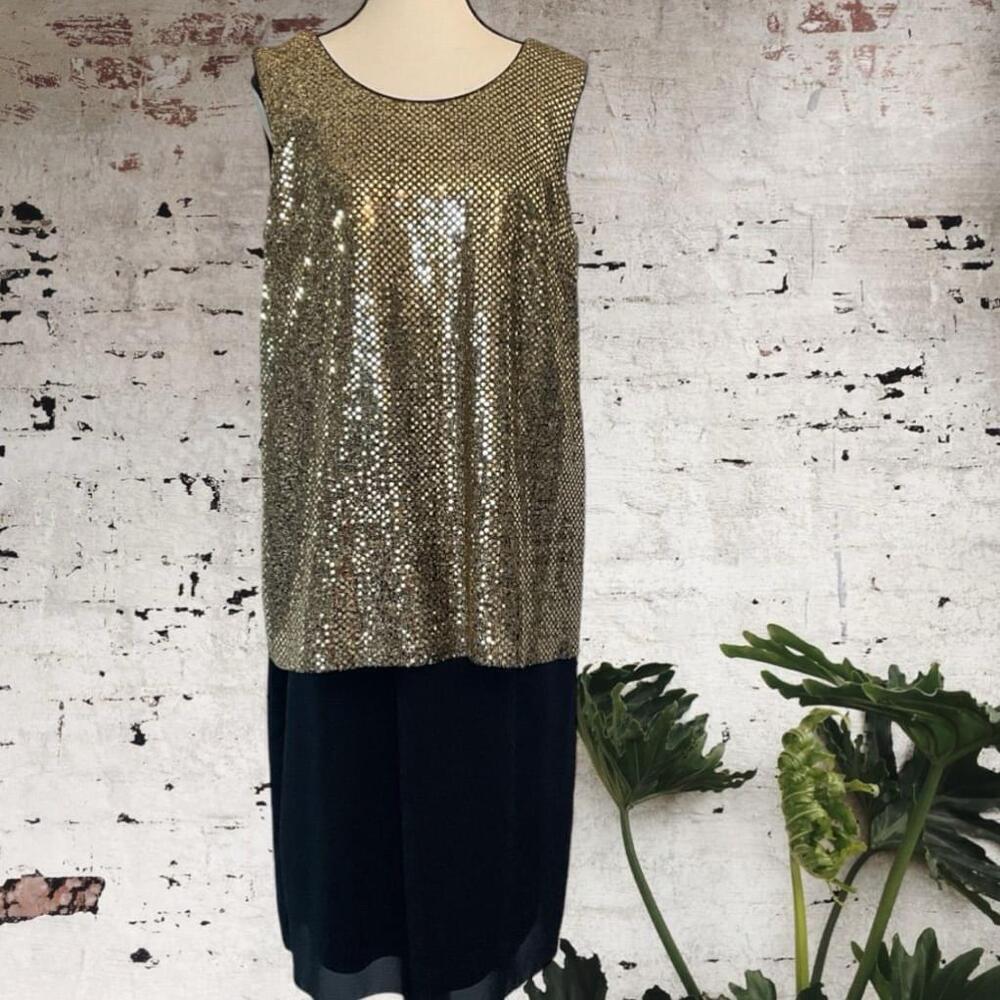 Algo  VINTAGE Sequin Dress Size 12 Gold/Black